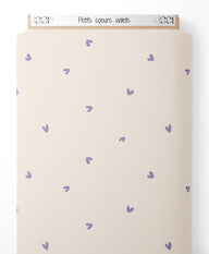 Tissu - Petits cœurs violets