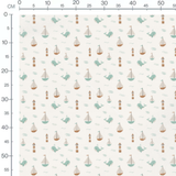 Tissu - Baleines et voiliers