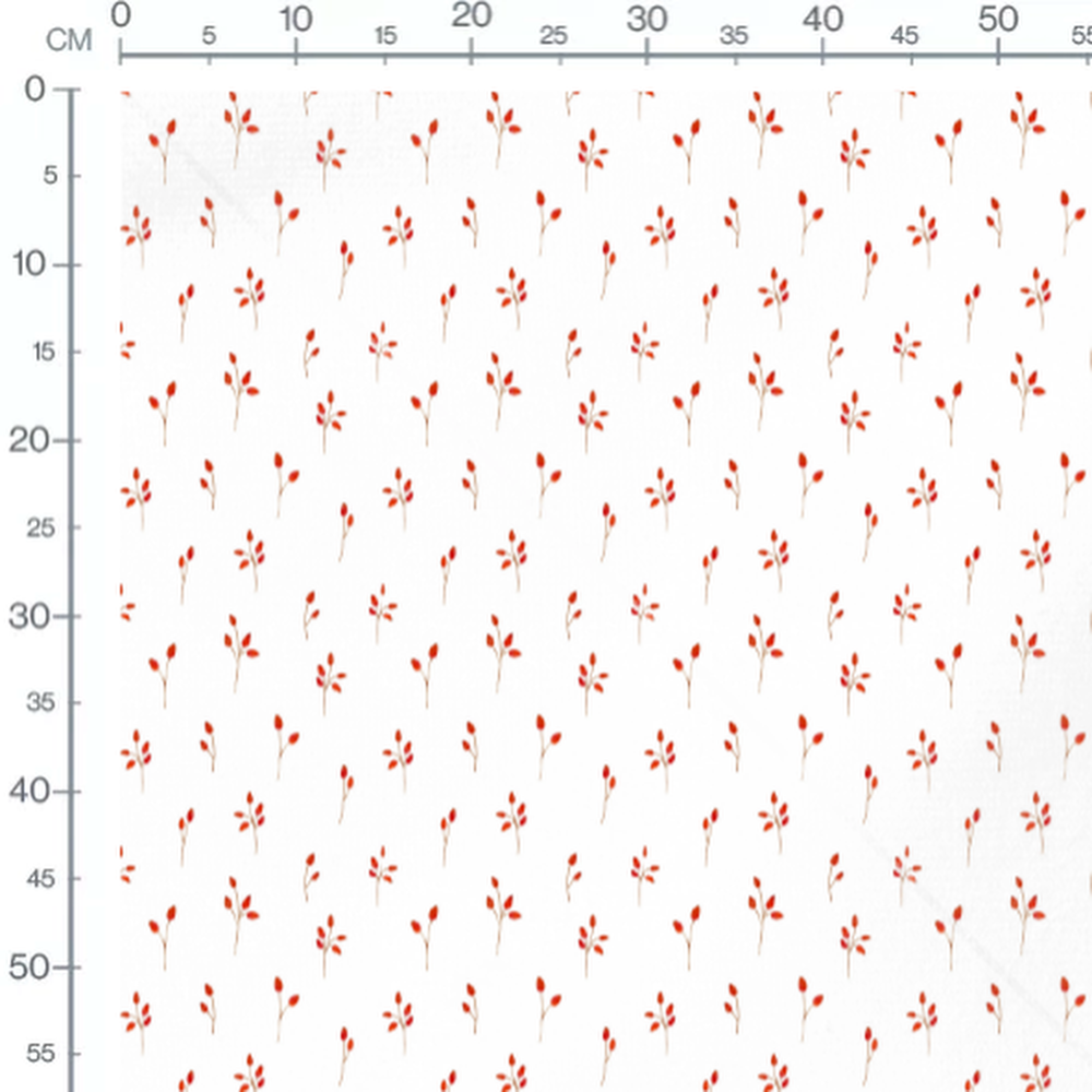 Tissu - Fleurs rouges sur fond blanc 3