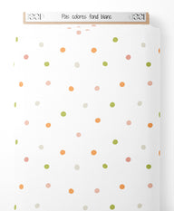 Tissu - Pois colorés sur fond blanc