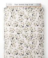 Tissu - Fleurs abstraites beige et noir