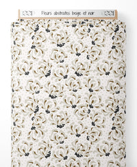 Tissu - Fleurs abstraites beige et noir