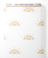 Tissu - Soleils abstraits beige et jaune