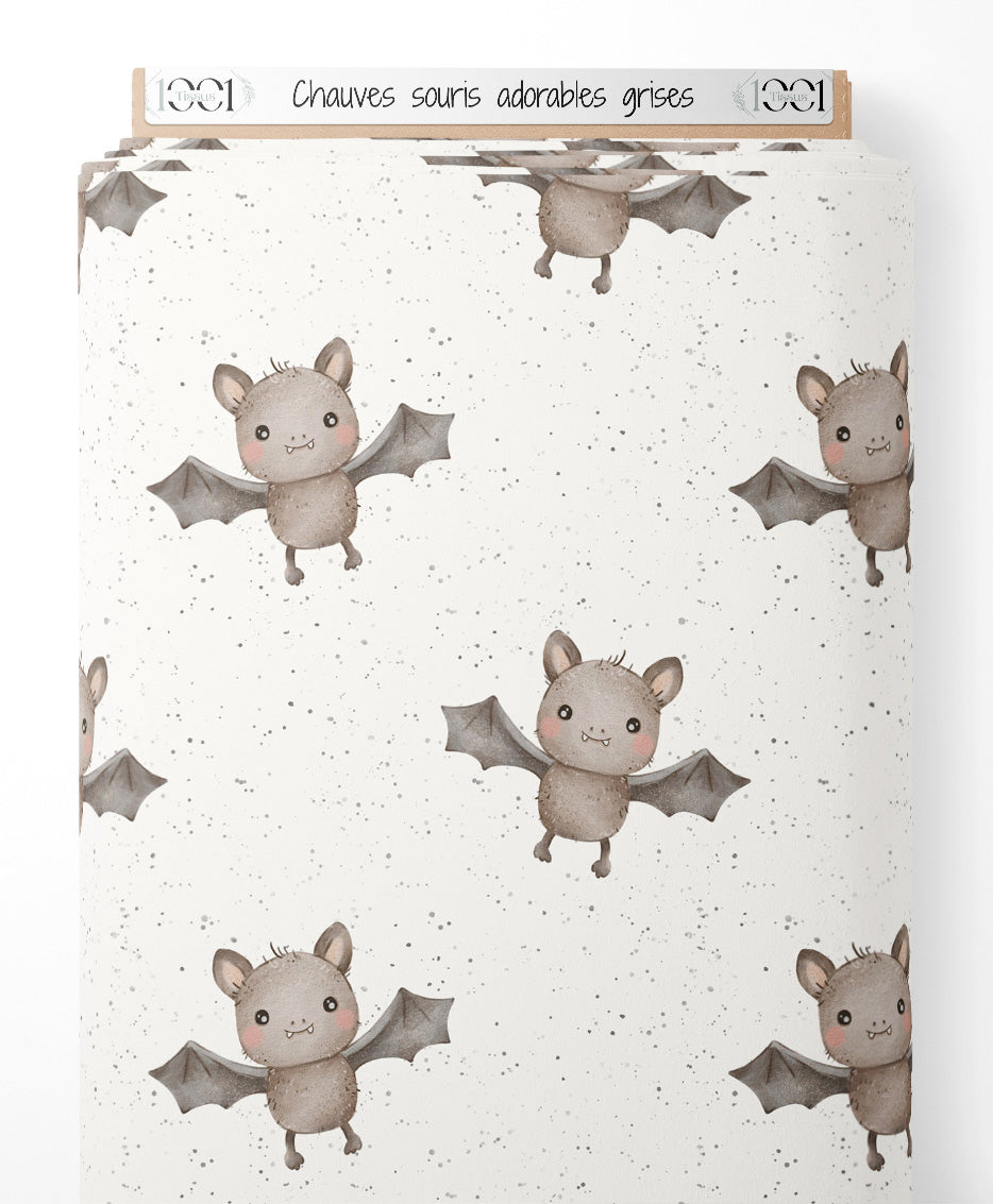 Tissu - Chauves-souris adorables grises