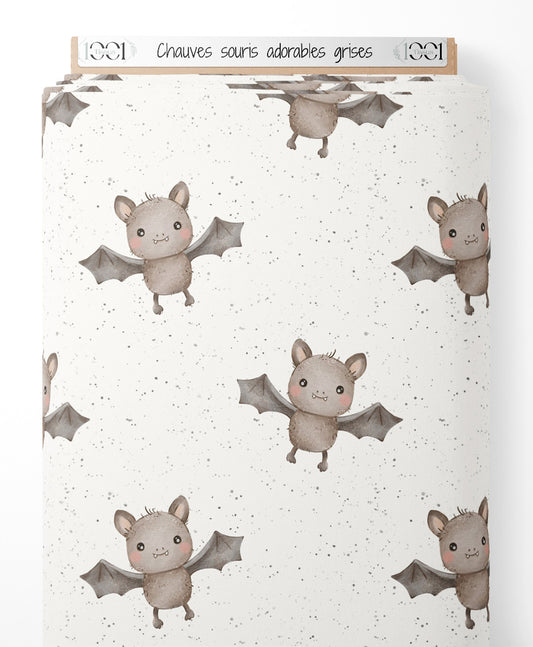 Tissu - Chauves-souris adorables grises