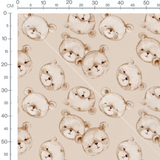 Tissu - Ours marron sur fond beige