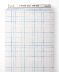 Tissu - Carreaux bleus sur fond blanc