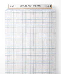 Tissu - Carreaux bleus sur fond blanc