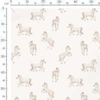 Tissu - Chevaux blancs sur fond beige