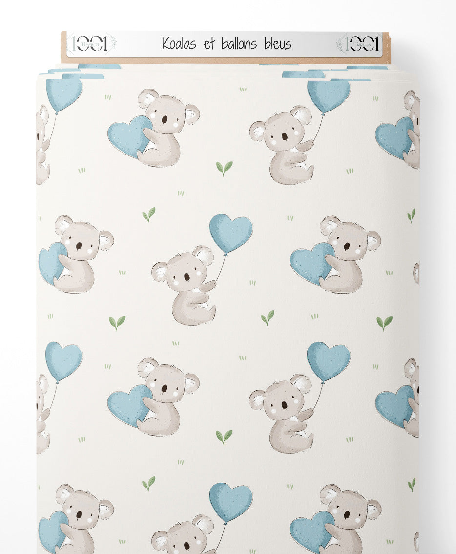 Tissu - Koalas et ballons bleus
