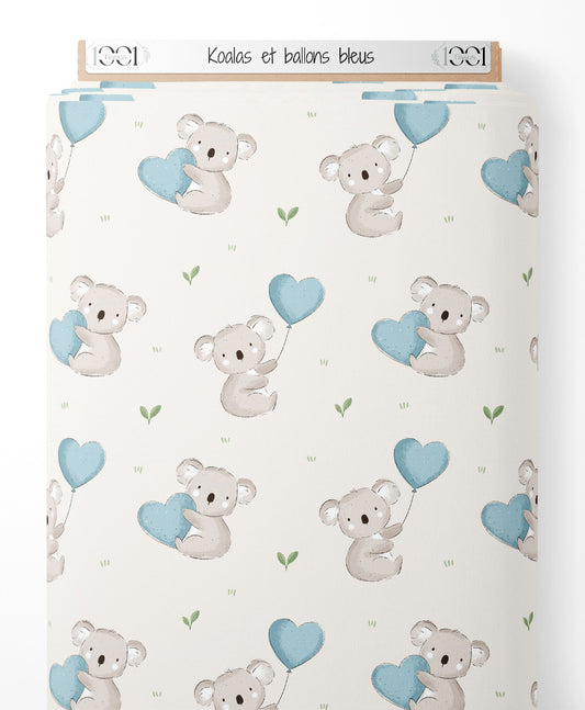 Tissu - Koalas et ballons bleus