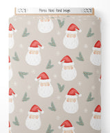 Tissu - Pères Noël sur fond beige