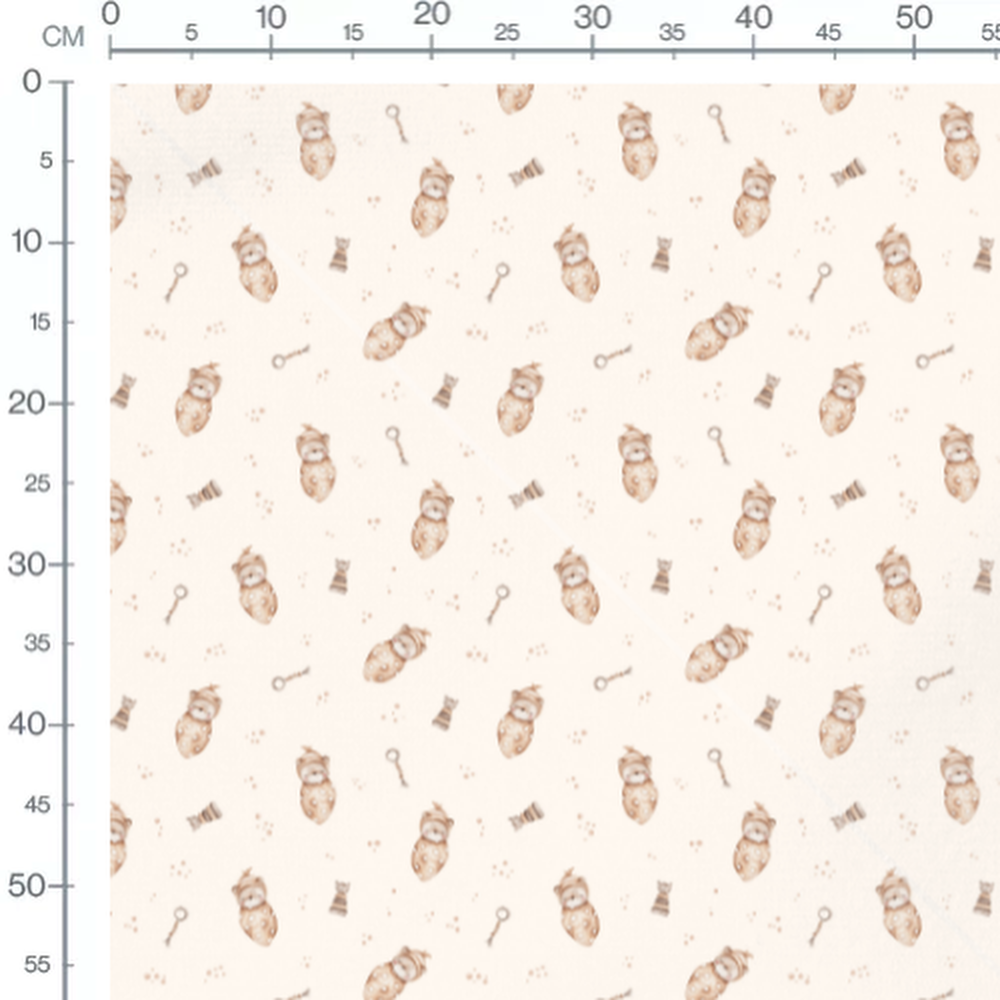 Tissu - Oursons bruns et jouets clairs