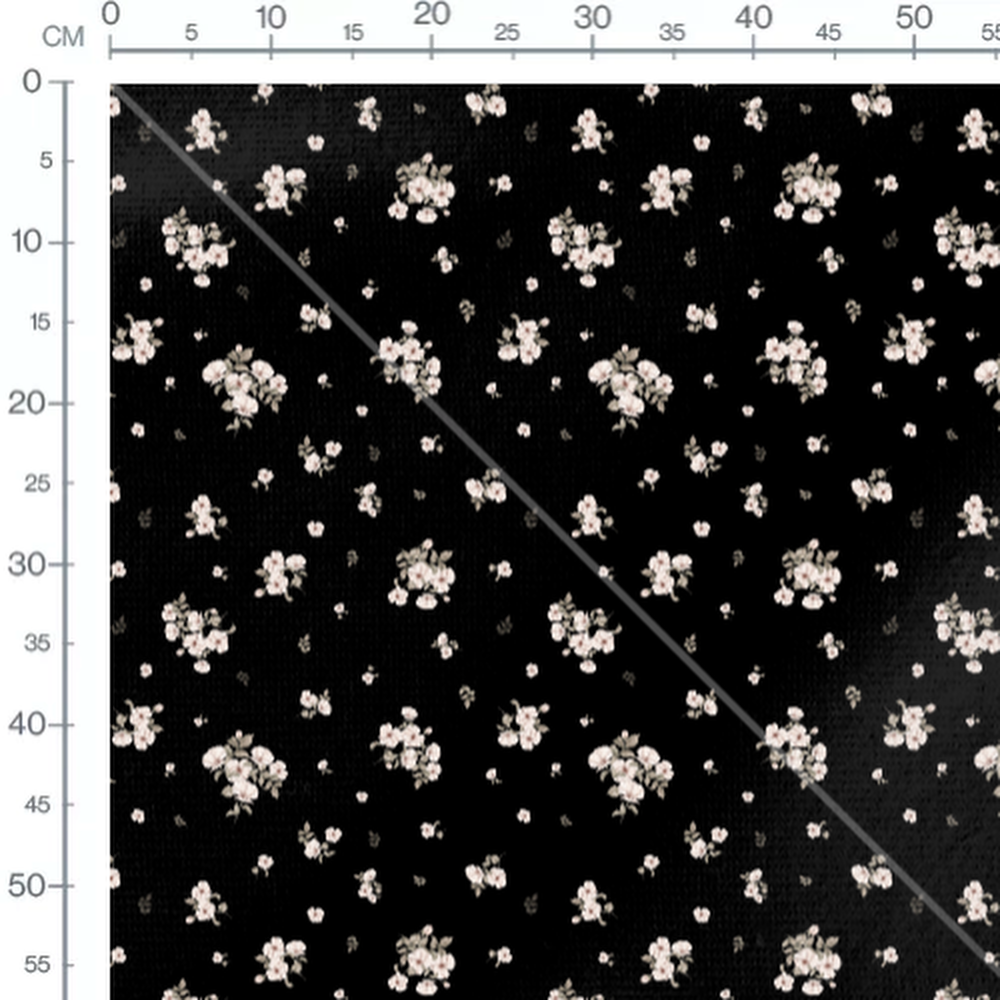 Tissu - Fleurs blanches et vertes 4
