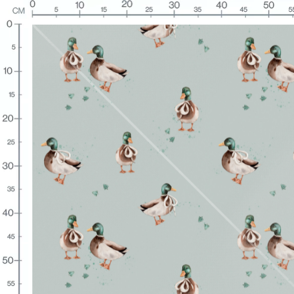 Tissu - Canards bruns sur fond gris