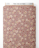 Tissu - Fleurs roses sur mauve