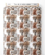 Tissu - ville et arbres automne