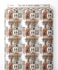 Tissu - ville et arbres automne