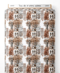 Tissu - ville et arbres automne