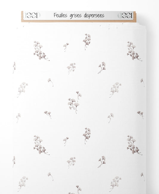 Tissu - Feuilles grises dispersées