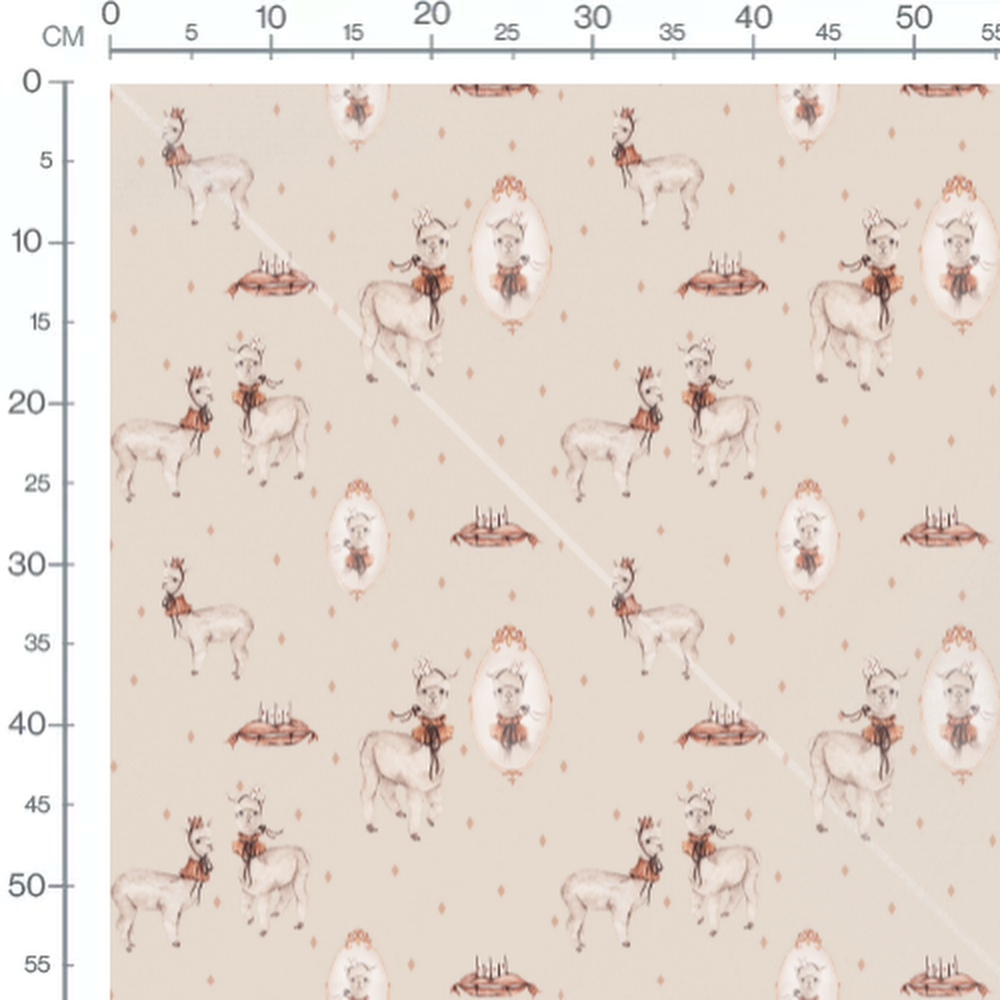 Tissu - Lamas à collerettes géométriques
