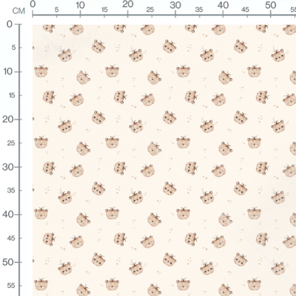 Tissu - Citrouilles ours sur fond crème
