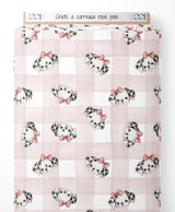 Tissu - Chiots à carreaux rose pâle