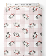 Tissu - Chiots à carreaux rose pâle