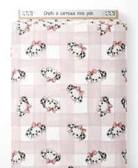 Tissu - Chiots à carreaux rose pâle