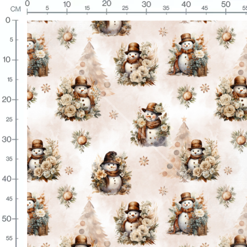 Tissu - Bonhommes de neige festifs