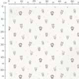 Tissu - Animaux colorés sur fond blanc