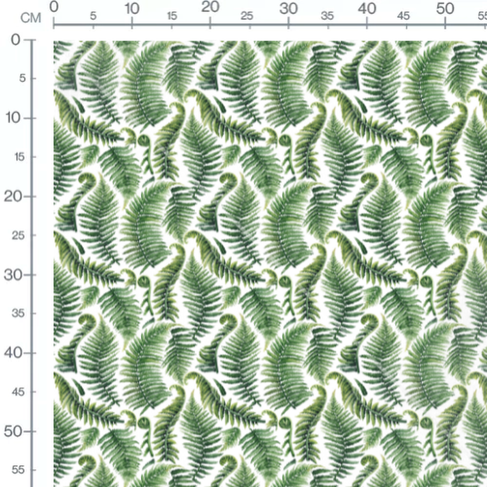 Tissu - Fougères vertes aquarelle