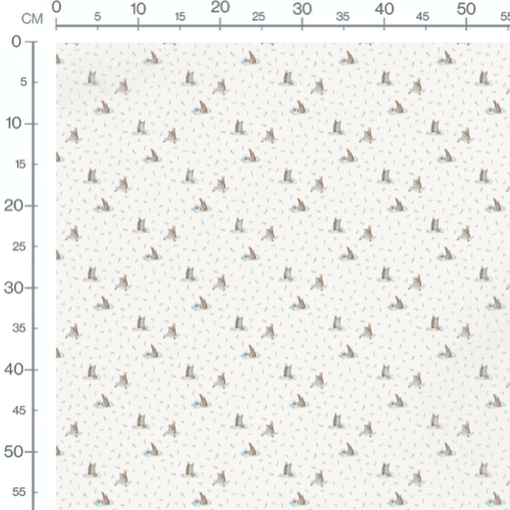 Tissu - Chiots tachetés sur blanc