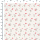 Tissu - Koalas et ballons roses