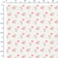Tissu - Koalas et ballons roses