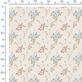 Tissu - Fleurs bleues et roses aquarelle
