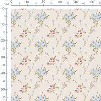 Tissu - Fleurs bleues et roses aquarelle
