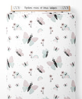 Tissu - Papillons roses et bleus ludiques