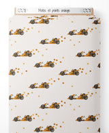 Tissu - Motos et points orange