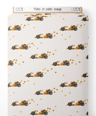 Tissu - Motos et points orange