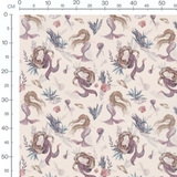 Tissu - Sirènes et coquillages pastel