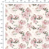 Tissu - Rongeurs sur fleurs roses