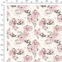 Tissu - Rongeurs sur fleurs roses