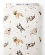 Tissu - Chiens gris sur fond blanc