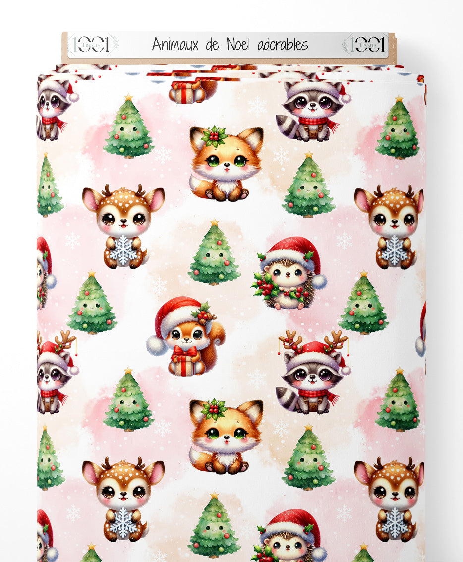 Tissu - Animaux de Noël adorables