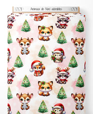 Tissu - Animaux de Noël adorables