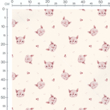 Tissu - Cochons roses sur fond crème