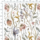 Tissu - Fleurs pastel sur fond blanc