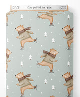 Tissu - Ours patinant sur glace