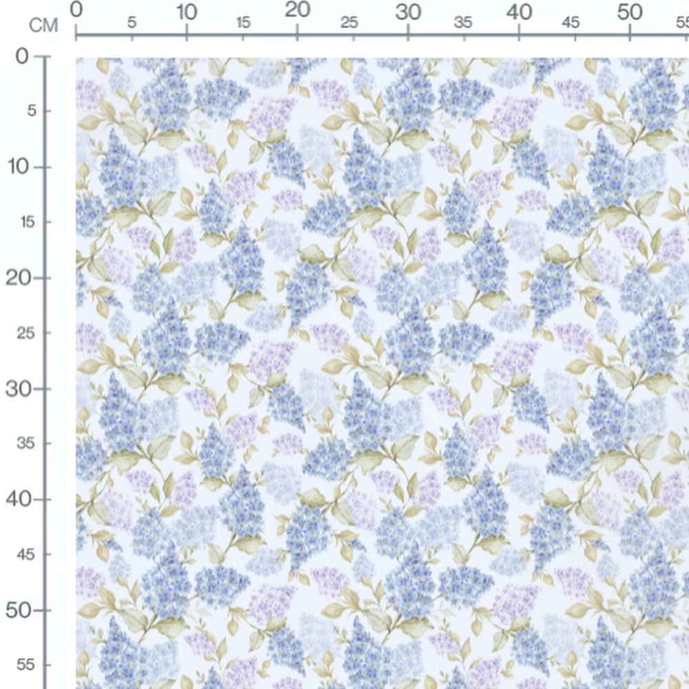 Tissu - Hortensias bleus et lilas